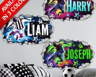 Personalisierter 3D Rissiger Wand Effekt Fußball Wand Kunst Aufkleber / Aufkleber