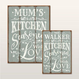 Personalised Distressed Wood Effect Kitchen Signs