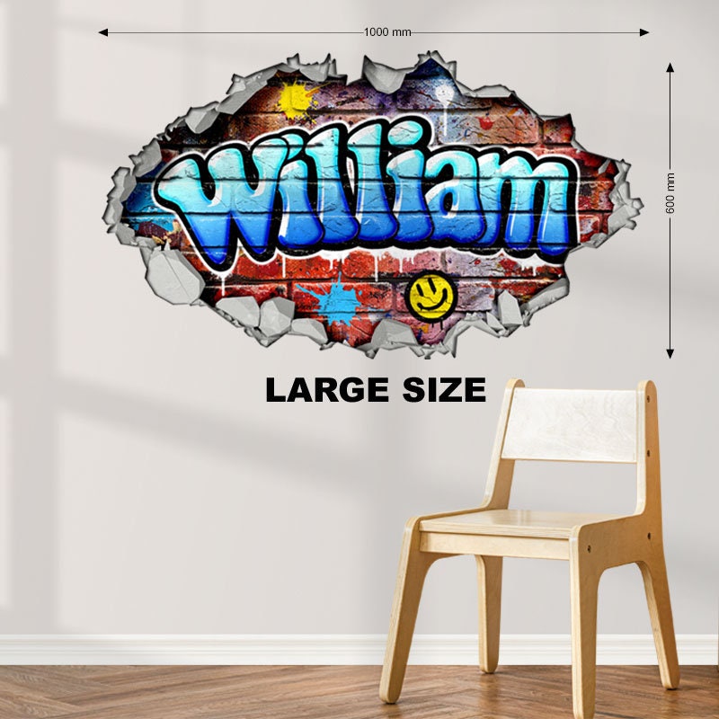 Personalised 3D Cracked Wall Effect Graffiti Wall Art Decal