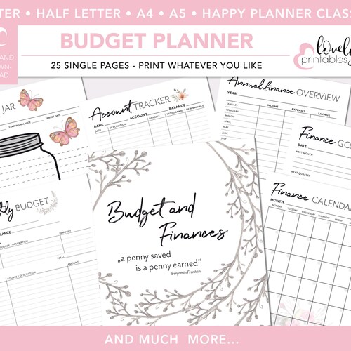 BUDGET PLANNER Printable Finance Planner Inserts Filofax Etsy