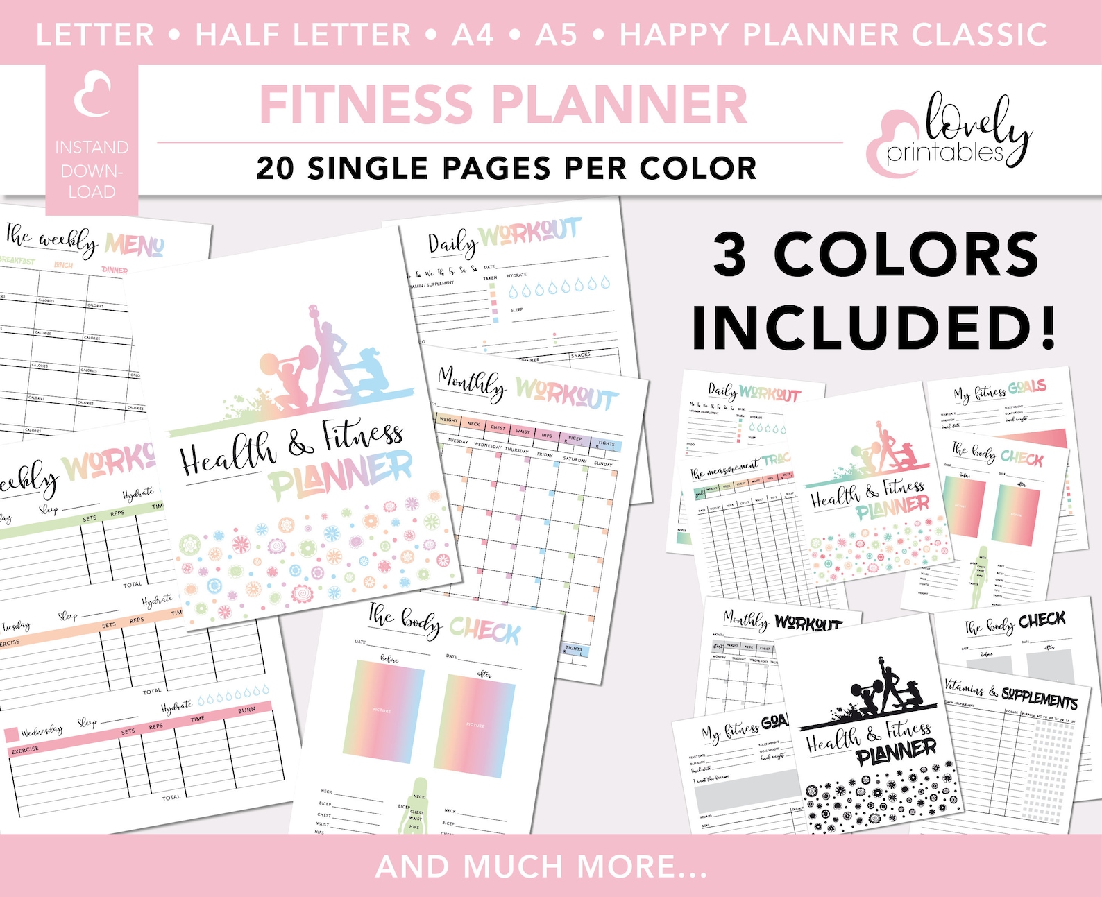 Letter Sized Fitness And Health Planner