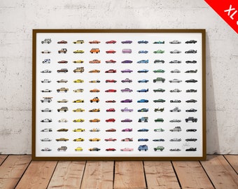 NEW!! Ultimate XL Car Classics rainbow poster print - Ultimate art collection of alltime classics. Musthave for petrolhead