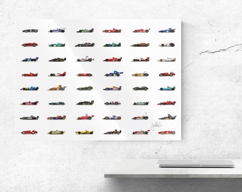 Formula one acrylic wall art - Ultimate collection of the all time iconic F1 cars. Musthave for petrolhead