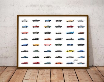 NEW!! Ultimate muscle car poster print by CarClassics - Ultimate art collection of Amercan muscle cars. Musthave for petrolhead