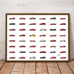 Ultimate Ferrari poster print Complete car collection of the most iconic all-time Ferrari models afbeelding 1