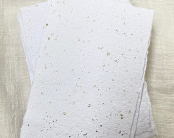 A6  /B6 blanc et or  200 gsm - Papier fait-main papier artisanale - papeterie