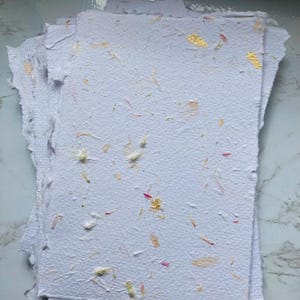 New / Craft Paper with Flowers and Gold 250 gsm - B6 / A6 / Cards - Handmade Paper Craft Paper - Stationery