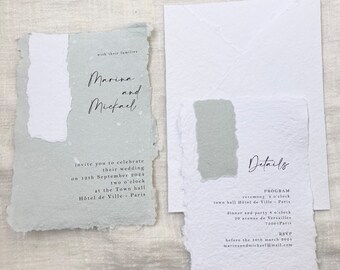 SAMPLE - Wedding invitation  - Handmade paper craft paper -
