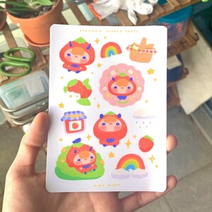 Feuille d'autocollants fraise sans bordure - Stickers pour ordinateur portable en vinyle mat imperméables à l'eau, fraise