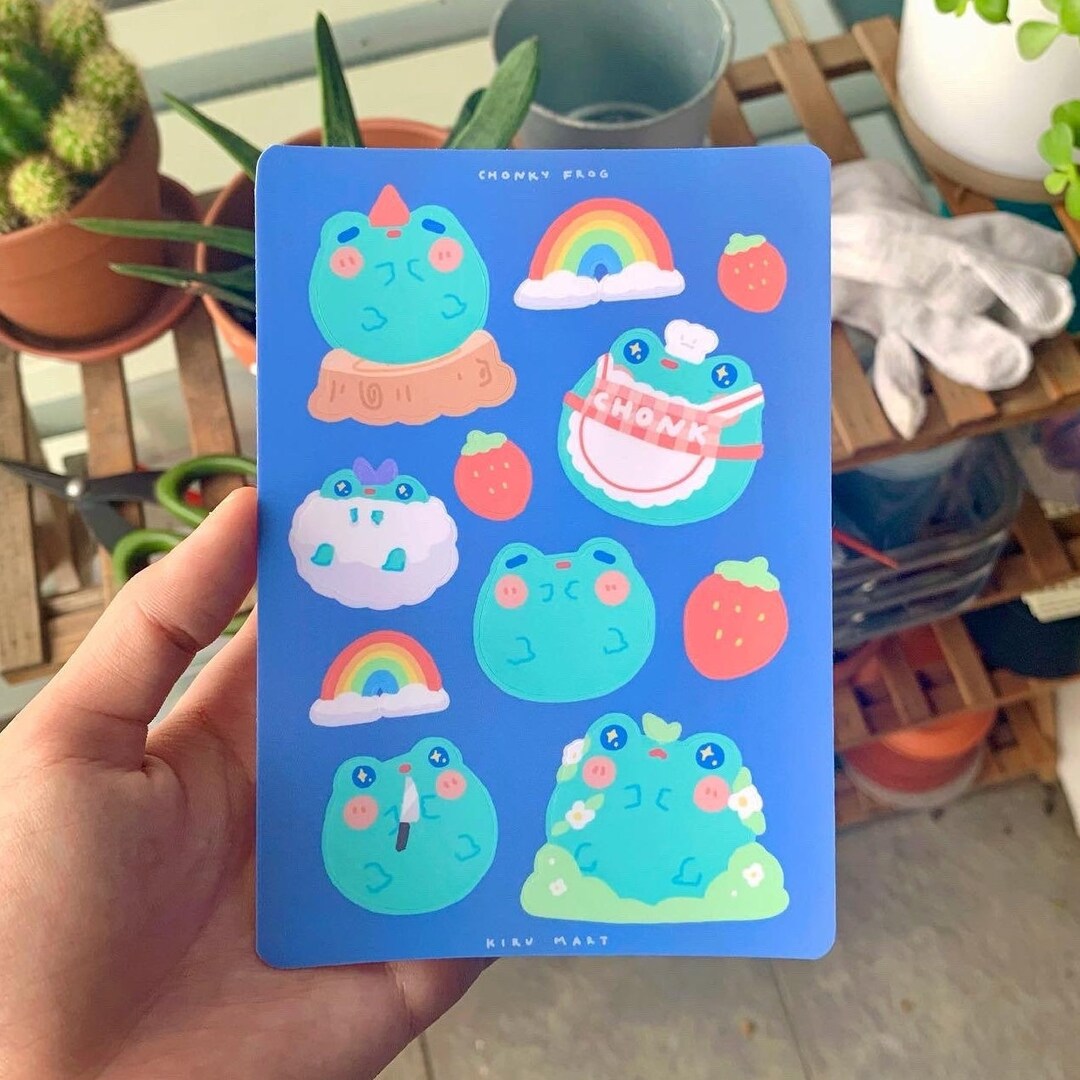 Chonky Frog Sticker Sheet - Vinyl Matte Waterproof Laptop Planner ...