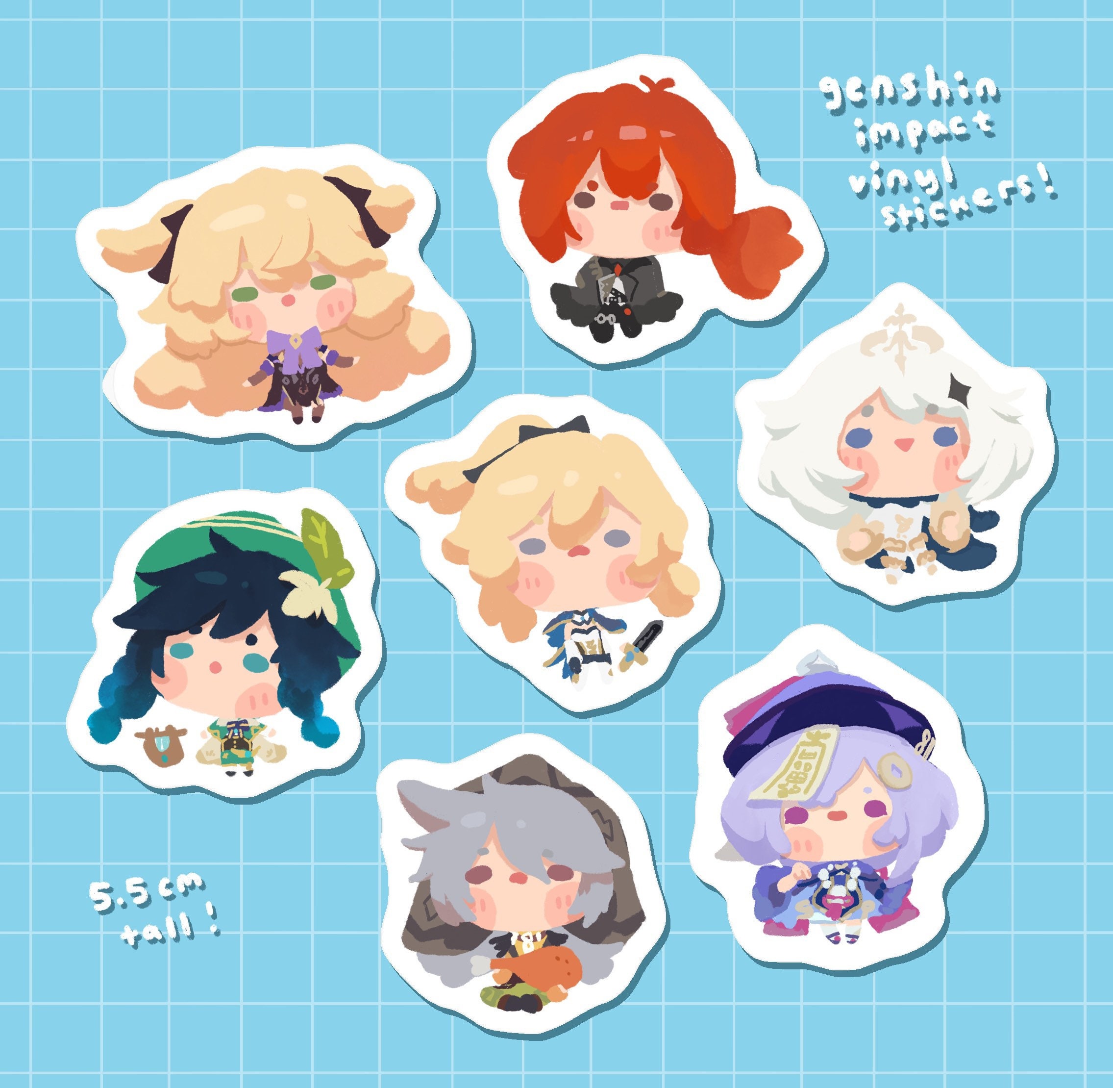 Genshin Impact Laptop Sticker Pack of 7 vinyl Waterproof - Etsy Singapore