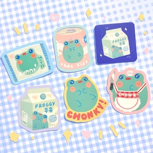 chonky frog sticker pack of 6! (vinyl waterproof laptop sticker set)