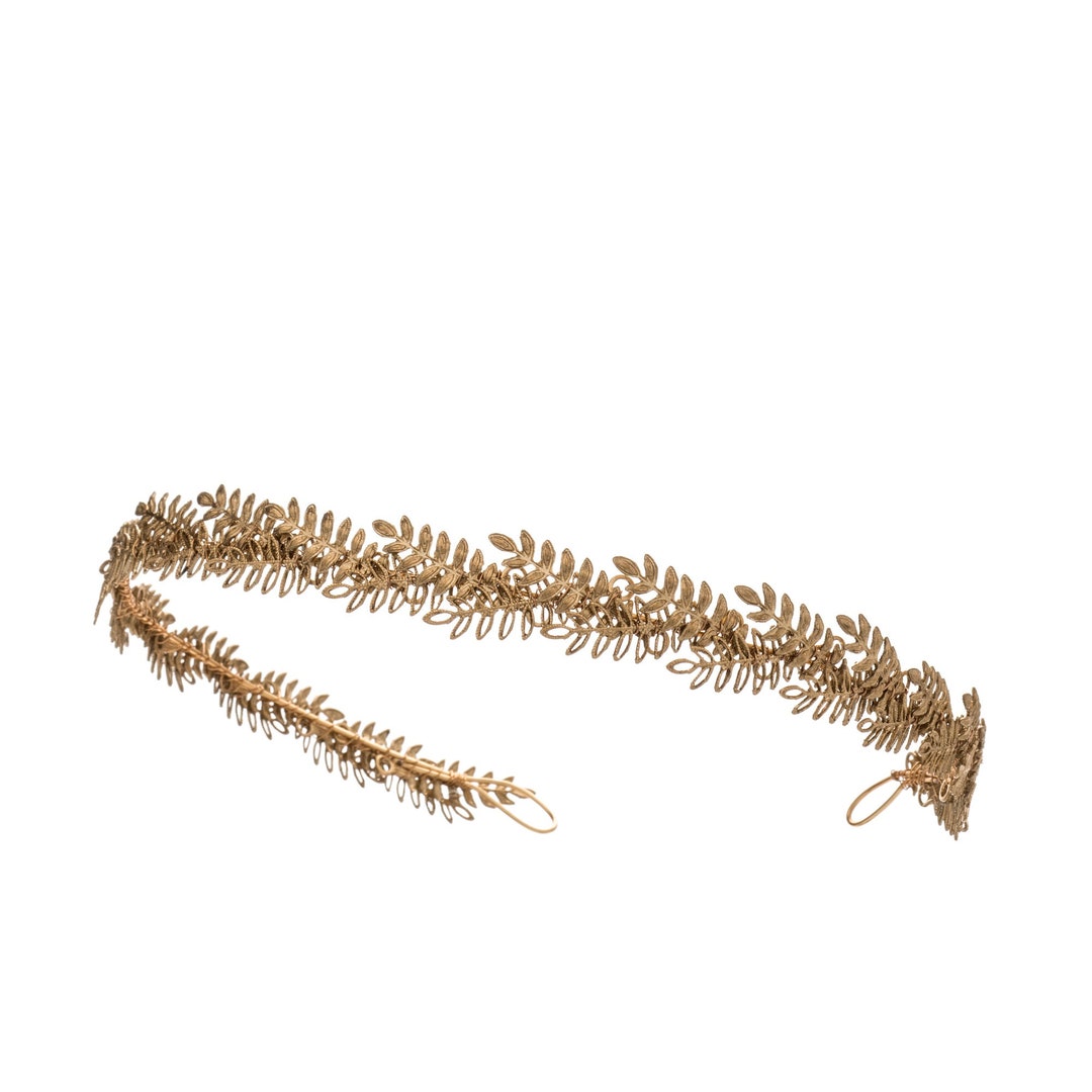 Tiny Fern Gold Leaf Headband Etsy