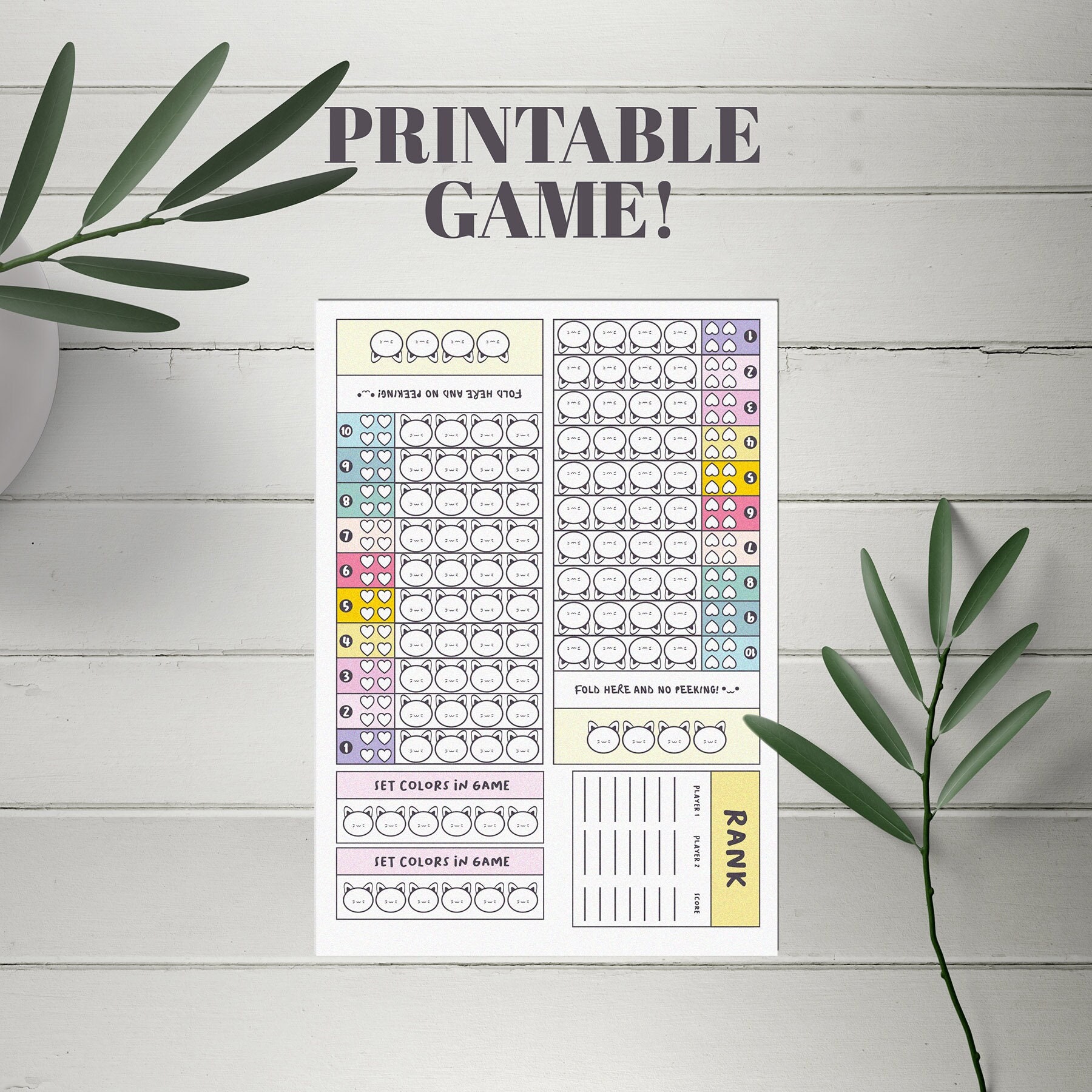 Guess the Code - Printable Game Digital Download Cattermind From ...