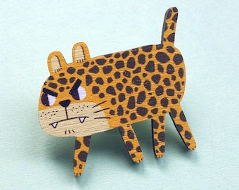 Leopard Pin / Wooden Lapel Pin