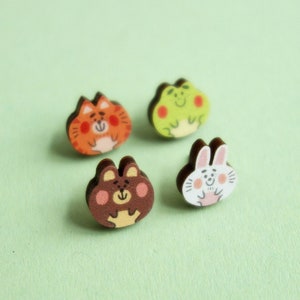 Tiny Animal Pins / Wooden Badges