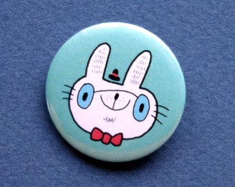White Bunny Button Pin