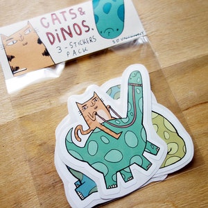 Stickers chats et dinosaures / Pack d'autocollants