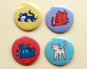 Cute Cat Buttons / Button Pins