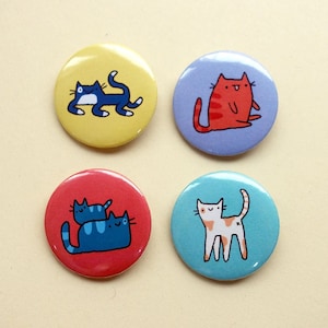 Cute Cat Buttons / Button Pins