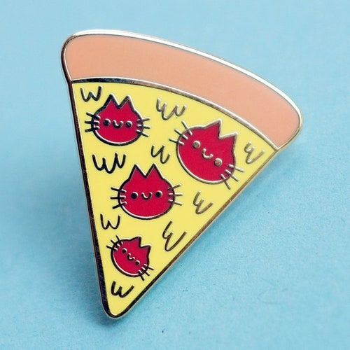Pizza Cat Enamel Pin Etsy