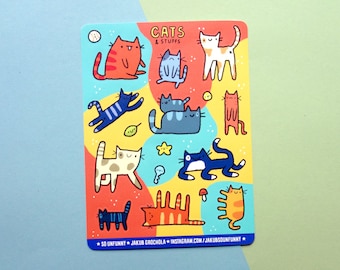 Lustige Katzen Sticker Bogen / Katzen Sticker
