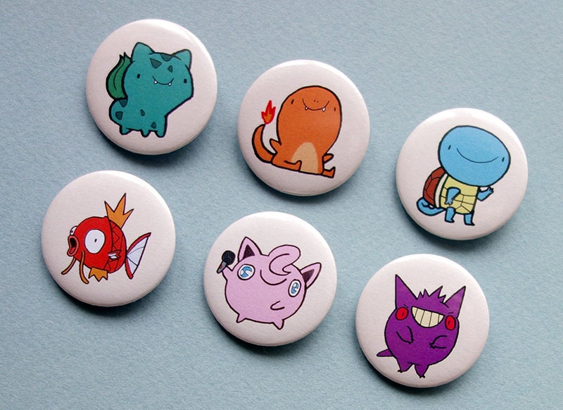 Pokemon Stack Pin Pokemon Button Pins / Pokemon Badge Set - Etsy