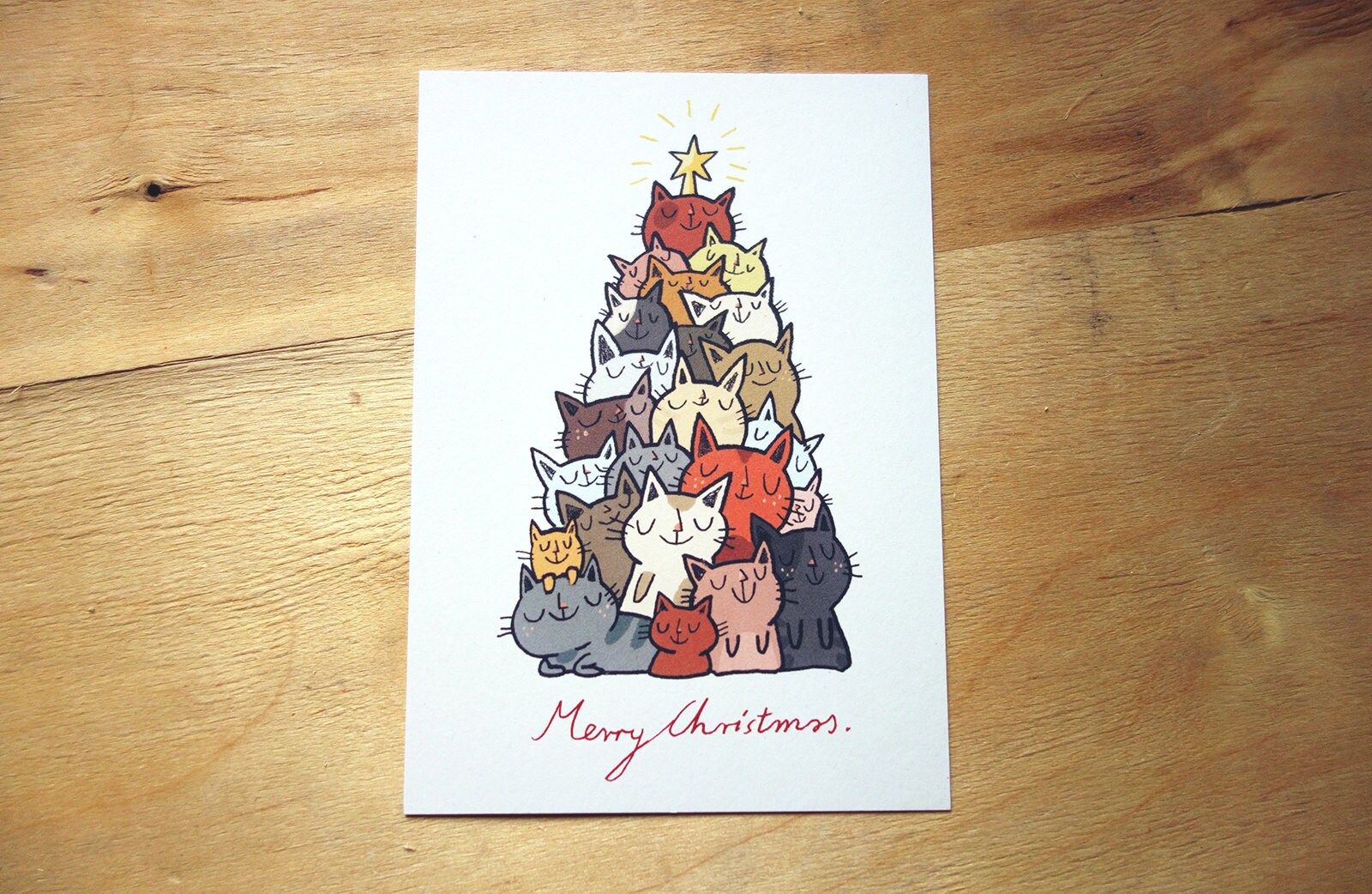 Cute Cat Christmas Card / Cats Tree Postcard - Etsy