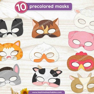 FARM ANIMALS Masks Bundle | 20 Printable Masks | PDF | Farm Craft for ...