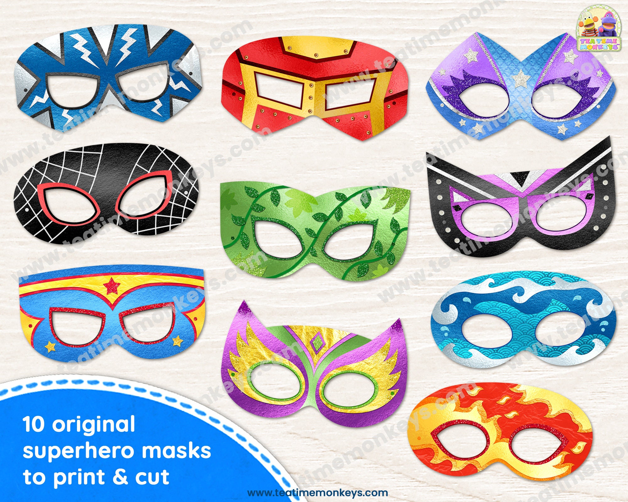 SUPERHEROES Masks for Kids TEN Printable Masks and - Etsy