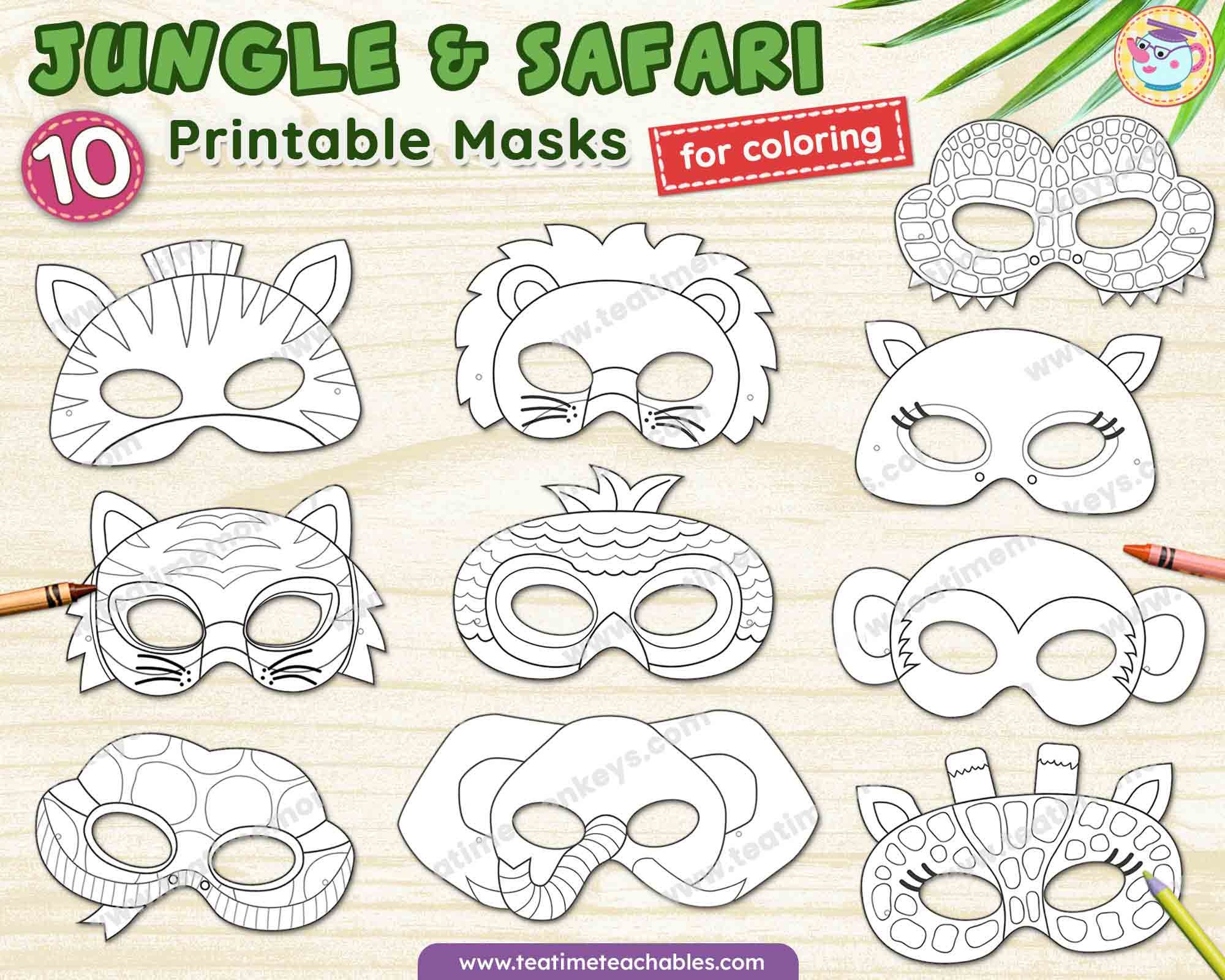 jungle-animals-masks-for-kids-ten-printable-masks-to-color-pdf-jungle-animals-craft-jungle-animals-costume-safari-animals-craft-etsy for Animal Face Masks Printable Free JUNGLE ANIMALS Masks for Kids - Ten Printable Masks to Color - PDF | Jungle Animals Craft | Jungle Animals Costume | Safari Animals Craft - Etsy for Animal Face Masks Printable Free