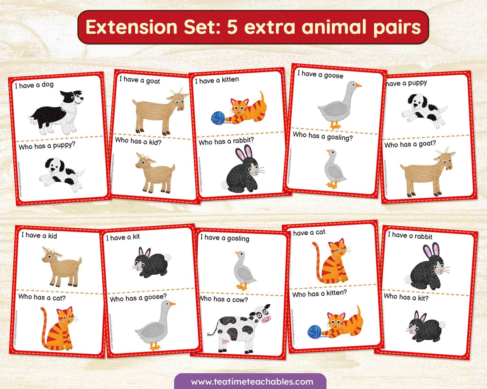 I Have – Who Has Game | Farm Animals and Babies - EDITABLE | Printable ...