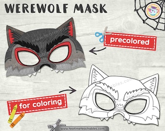 Printable Werewolf Mask: Halloween Costume Craft for Kids (PDF)