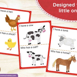 I Have – Who Has Game | Farm Animals and Babies - EDITABLE | Printable ...