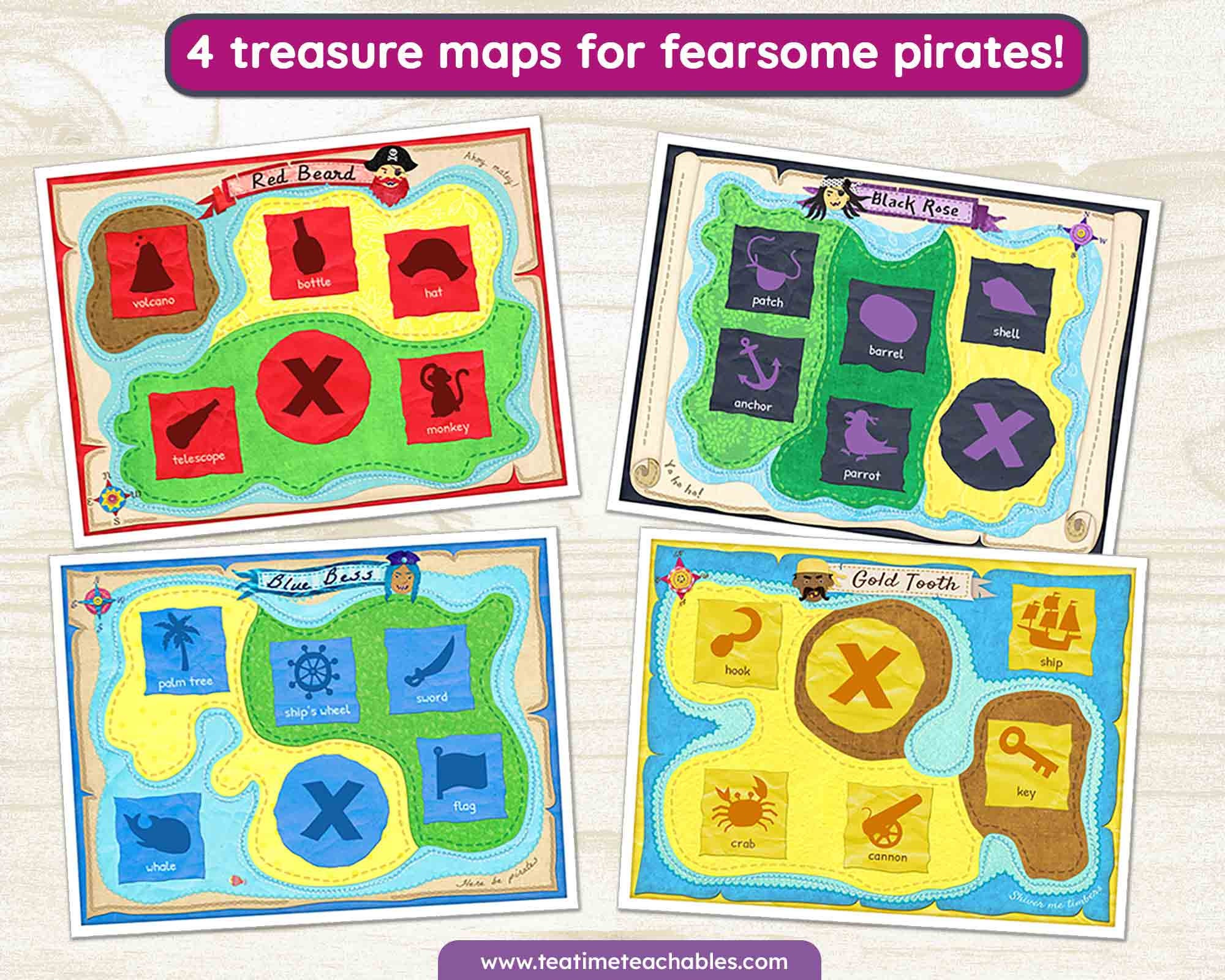 Treasure Island Pirate Map | PRINTABLE Game | PDF | Pirates Matching ...