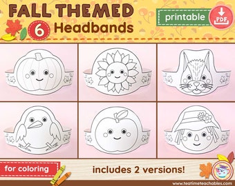 Fall Crowns: Printable Coloring Headbands - Autumn Craft (PDF)