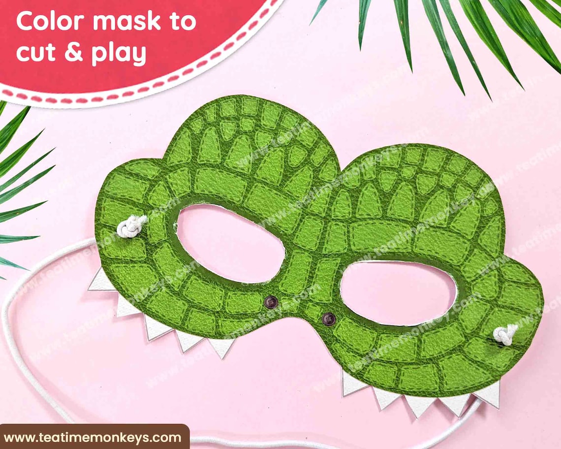 CROCODILE Mask ALLIGATOR Mask: in Color &amp; for Coloring - Etsy