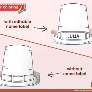 Printable Pilgrim Hat BUNDLE: Pre-colored and for Coloring Easy ...
