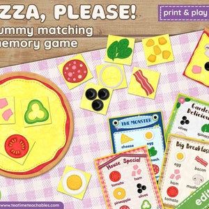 Pizza Memory Spiel für Kinder: Druckbares Memory Spiel (PDF)
