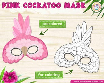 Printable Pink Cockatoo Mask: Kids Galah Costume (DIY PDF)
