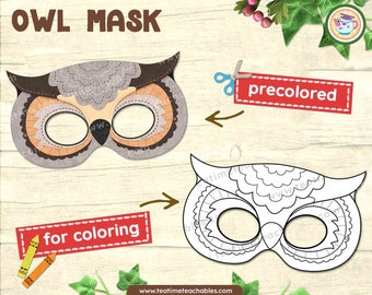 Printable Owl Mask: Color & Coloring Activity (PDF)