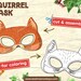 SQUIRREL Mask: in Color and for Coloring Printable Mask for - Etsy