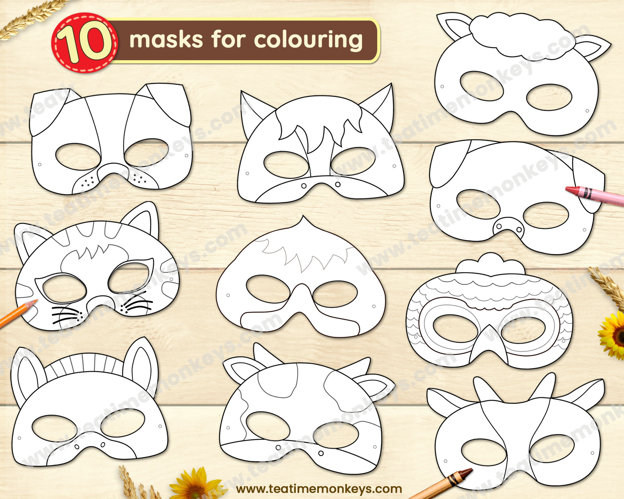 FARM ANIMALS Masks Bundle 20 Printable Masks Costume - Etsy