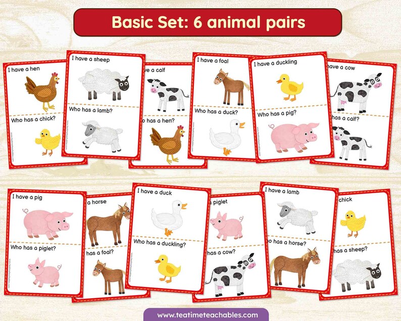 I Have – Who Has Game | Farm Animals and Babies - EDITABLE | Printable ...