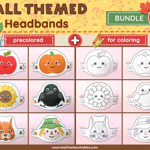 Fall Crowns Bundle: Printable Autumn Headbands for Kids (PDF)