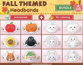 Fall Crowns Bundle: Printable Autumn Headbands for Kids (PDF)