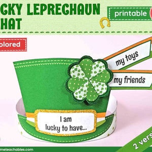 Printable Leprechaun Hat | Easy St Patrick&#39;s Day Craft for Kids | Precolored PDF