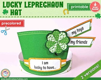 Printable Leprechaun Hat | Easy St Patrick's Day Craft for Kids | Precolored PDF