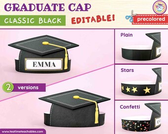 Printable GRADUATE CAP - Precolored Black | Preschool & Kindergarten Graduation Craft