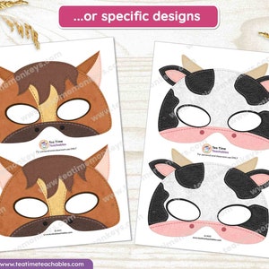 FARM ANIMALS Masks | Ten Printable Masks | Precolored | PDF | Costume ...